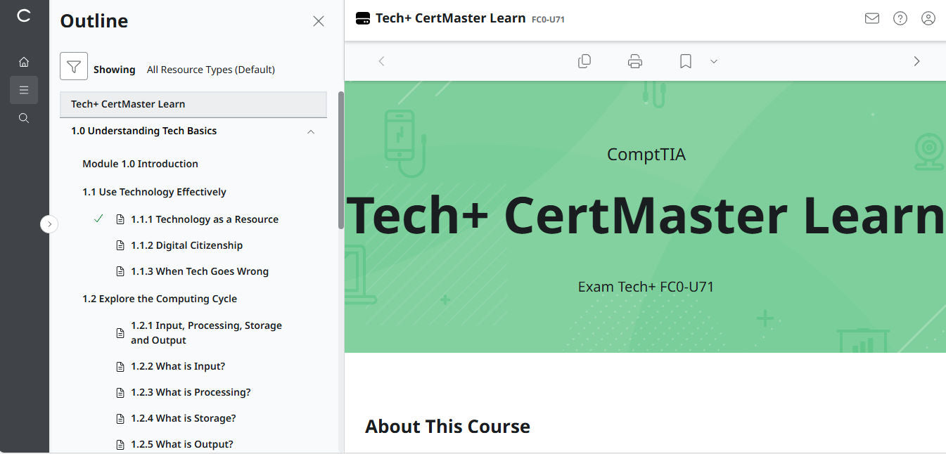 CompTIA Tech+ CertMaster Learn FC0-U71