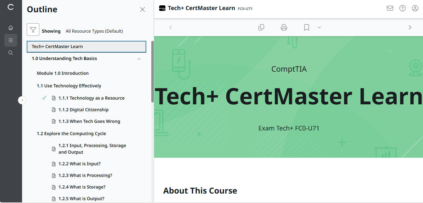 CompTIA Tech+ CertMaster Learn FC0-U71