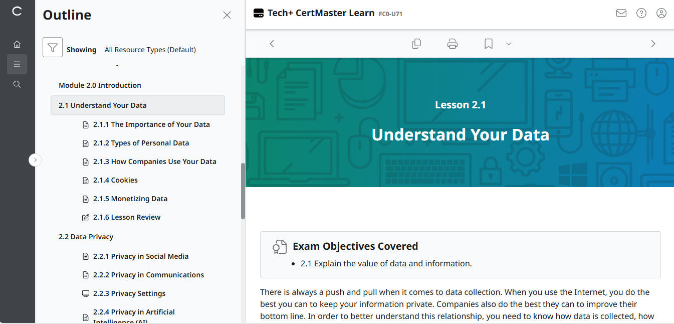 CompTIA Tech+ CertMaster Learn FC0-U71