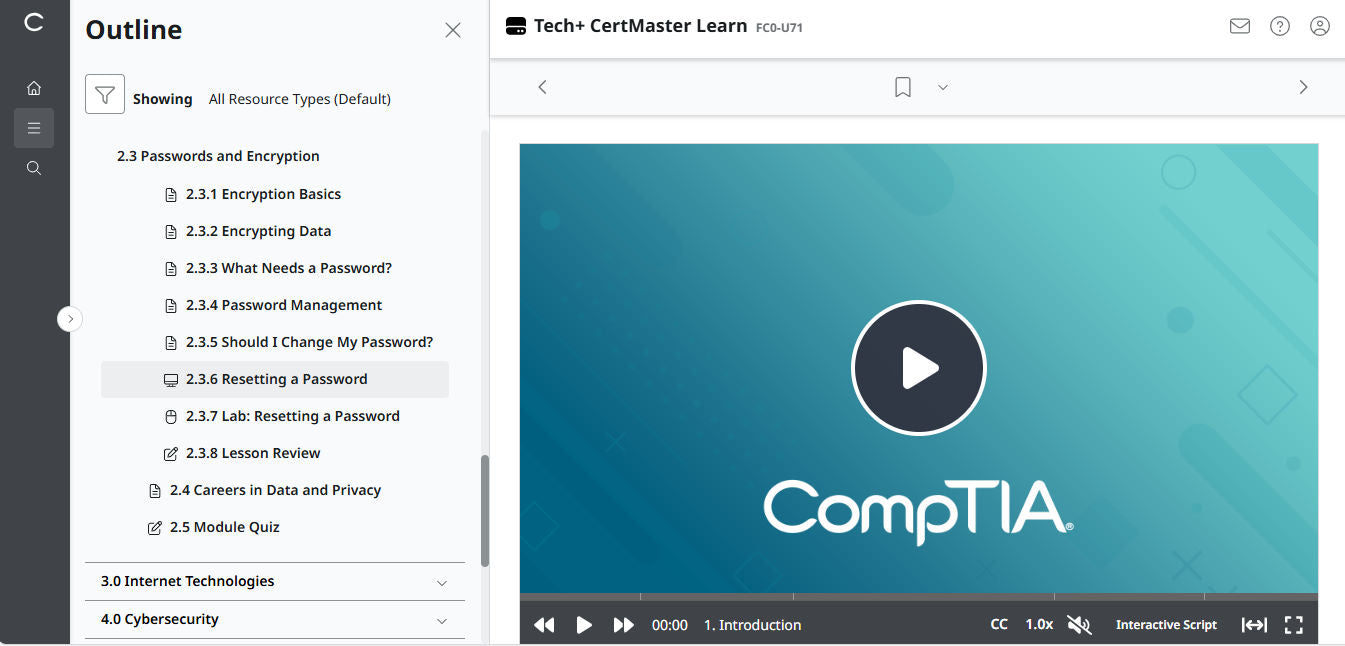 CompTIA Tech+ CertMaster Learn FC0-U71