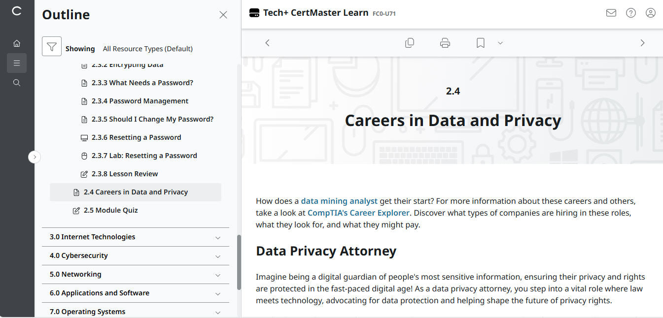 CompTIA Tech+ CertMaster Learn FC0-U71