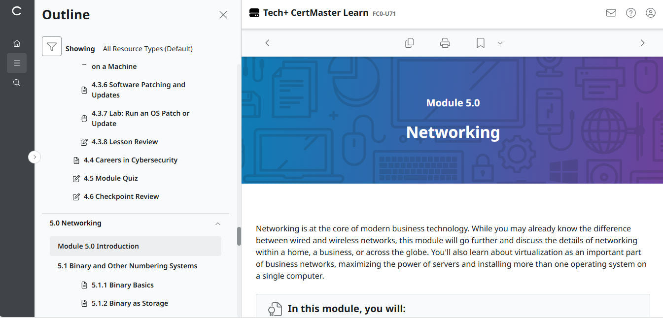 CompTIA Tech+ CertMaster Learn FC0-U71