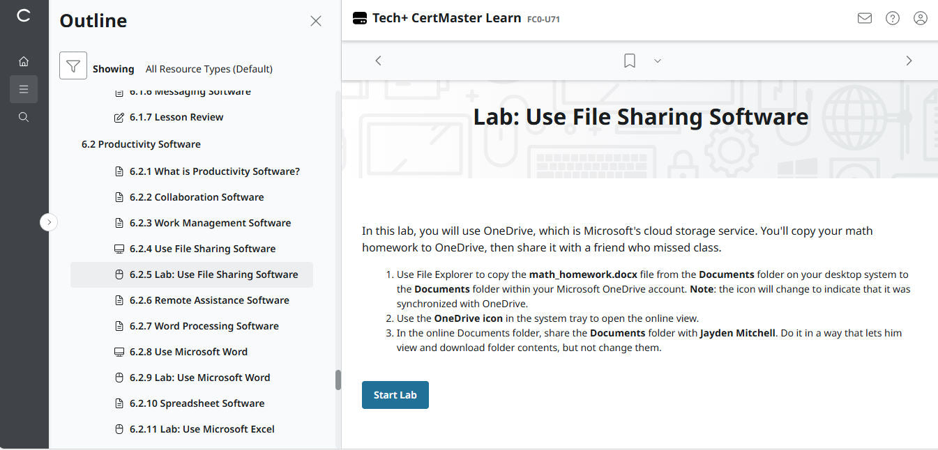 CompTIA Tech+ CertMaster Learn FC0-U71